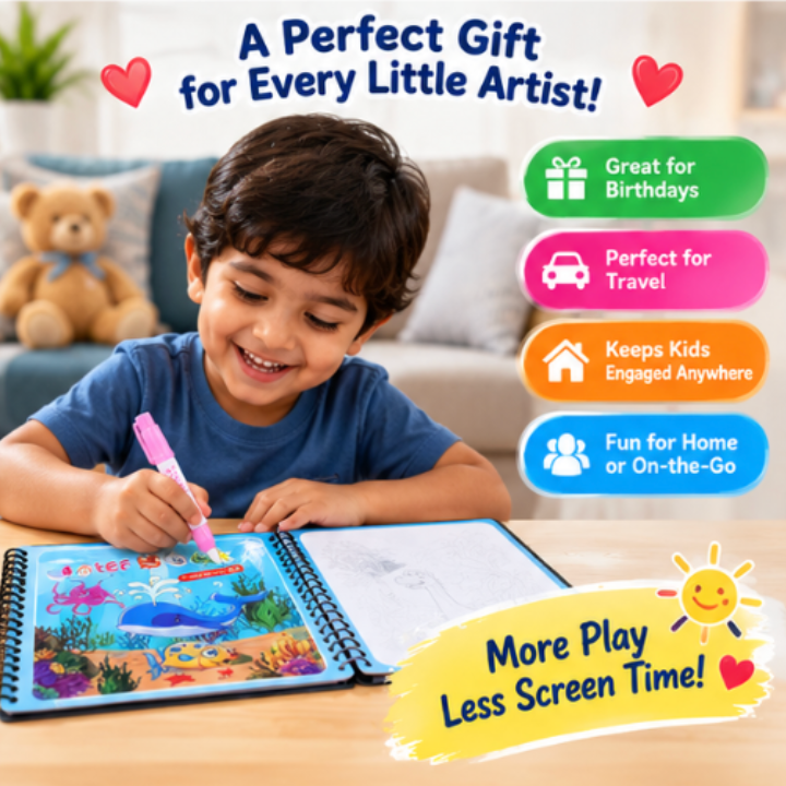 Reusable Magic Water Books With Water Pens (Pack Of 6)