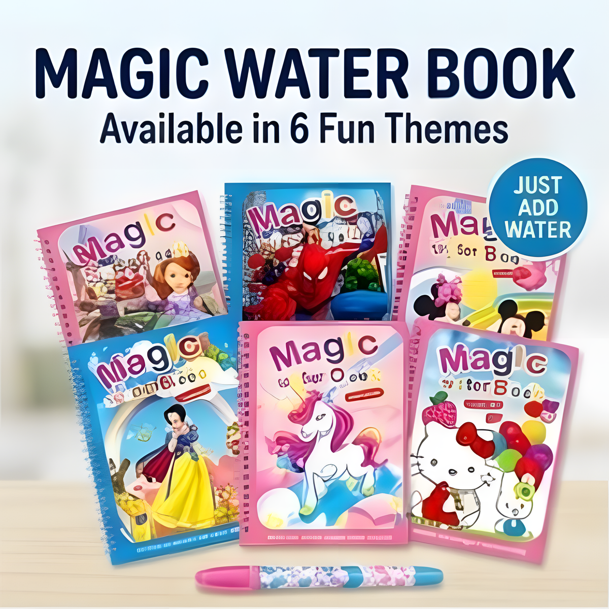 Reusable Magic Water Books With Water Pens (Pack Of 6)