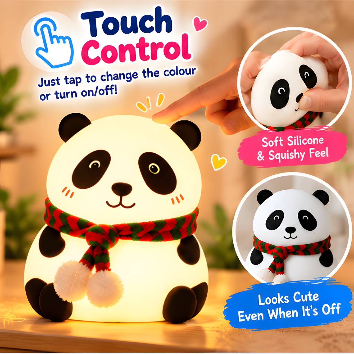 Cute Panda Night Light – Warm Glow LED Lamp