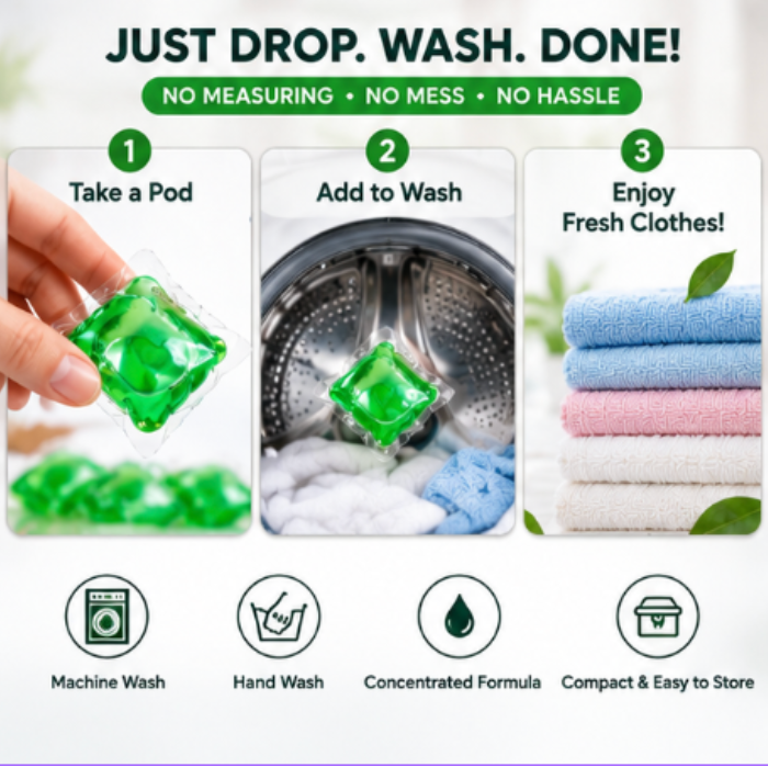 Concentrated Liquid Laundry Detergent Pods (25 Pc)